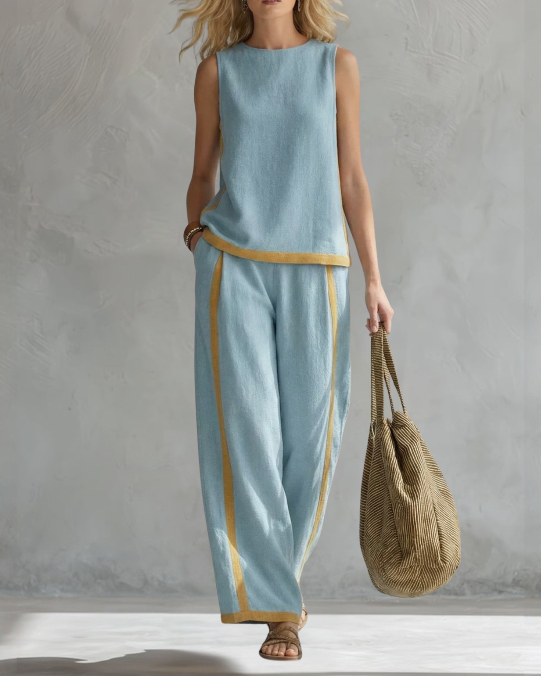Aoibhgréine | Two-Piece Linen Set in Bordeaux