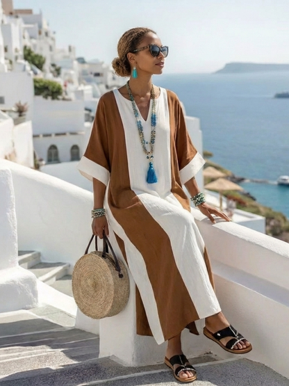 Méabh | Short Sleeve Colour Block Relaxed Maxi Dress