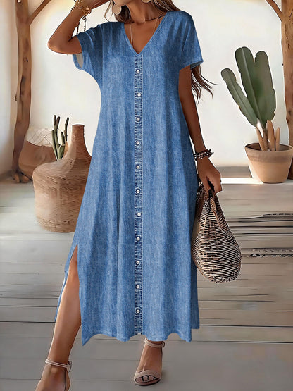 Robe en jean pour femme style rétro décontractée