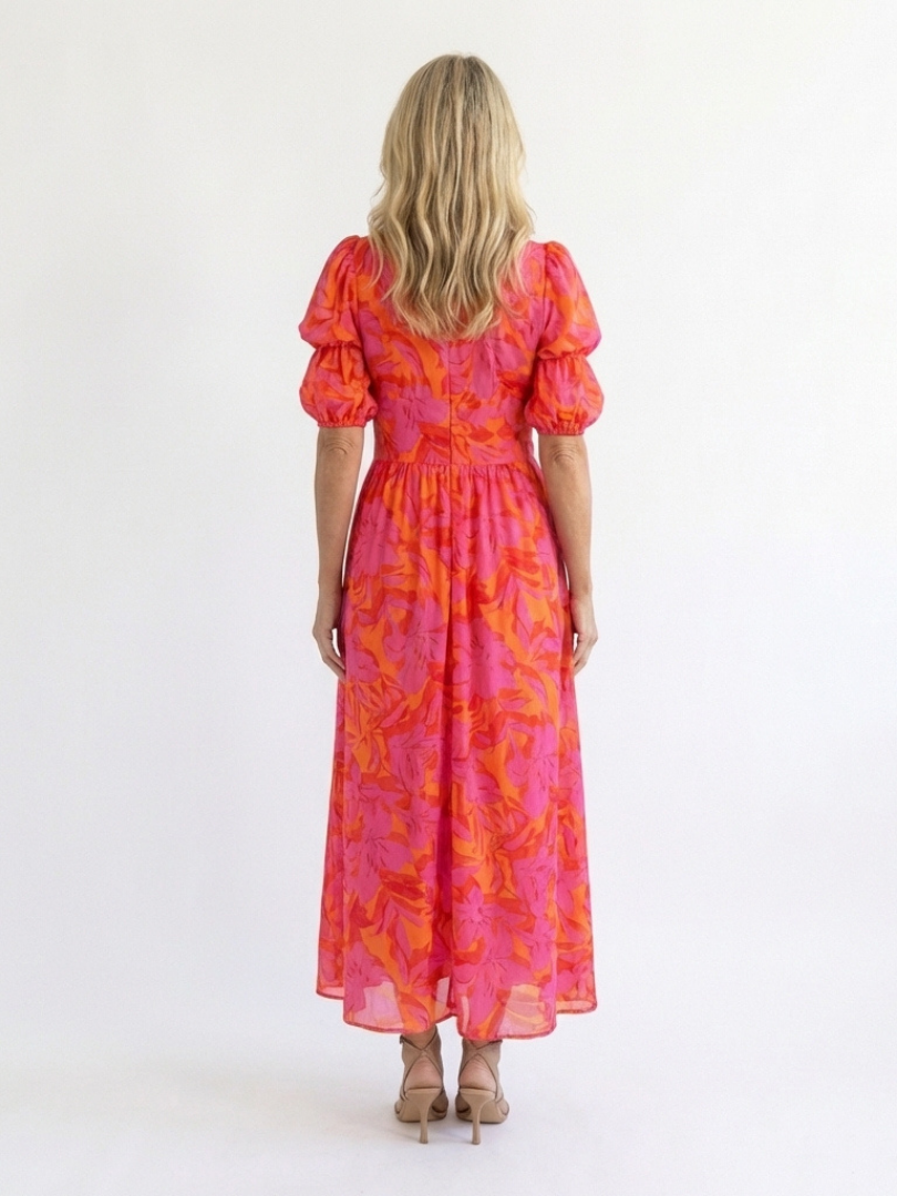 Sadhbh | Floral Puff-Sleeve Midi Dress