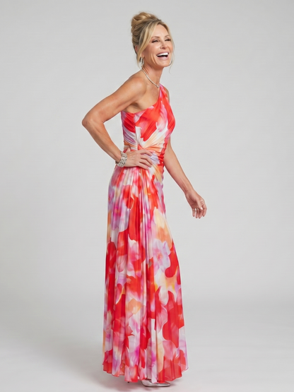 Tlachtga | One Shoulder Pleated Bodice Midi Dress