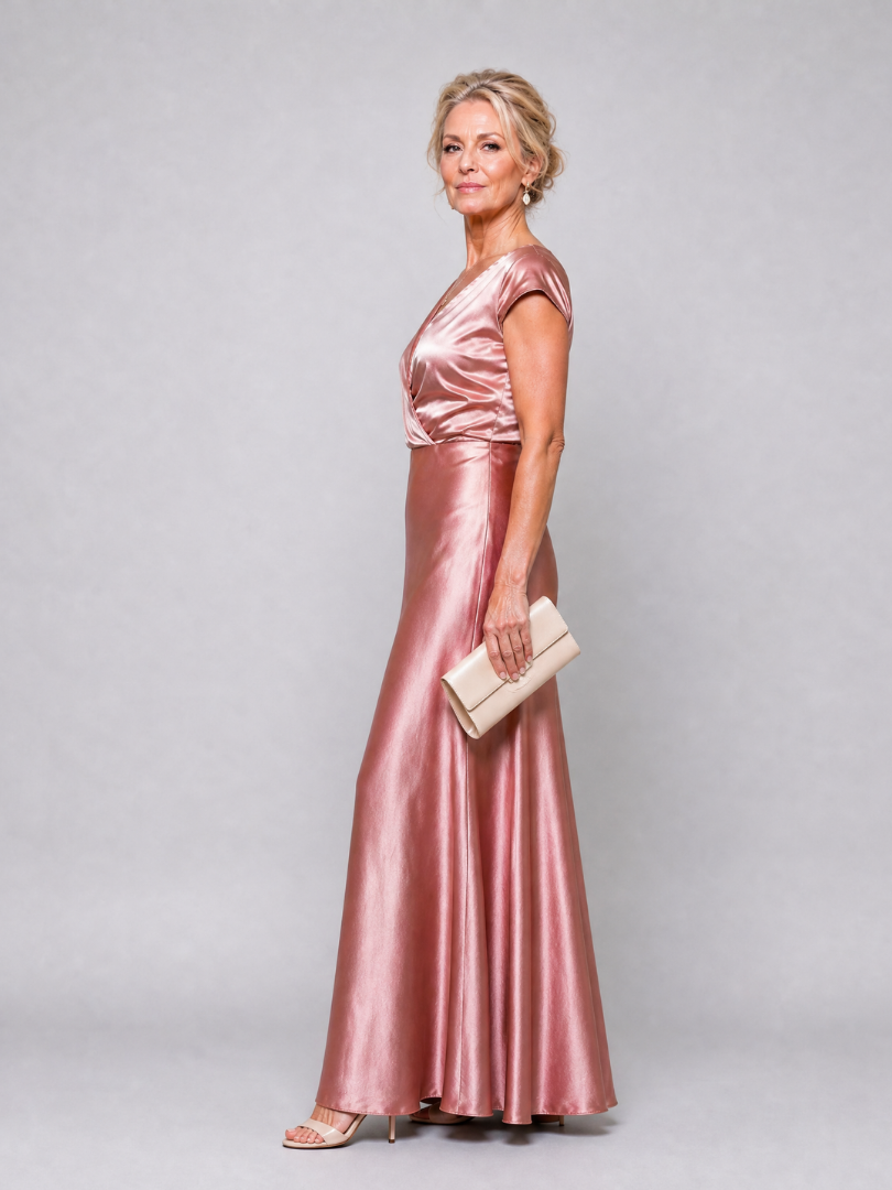 Earnait | Cap Sleeve Wrap Bodice Maxi Dress