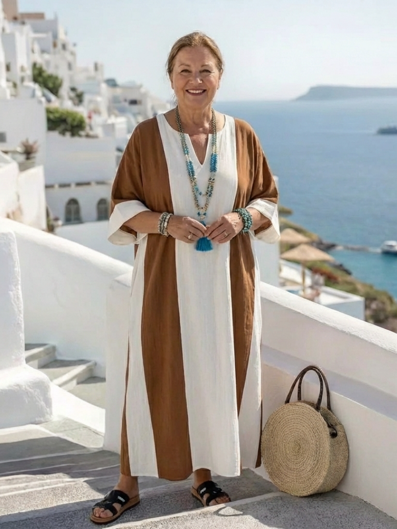 Méabh | Short Sleeve Colour Block Relaxed Maxi Dress