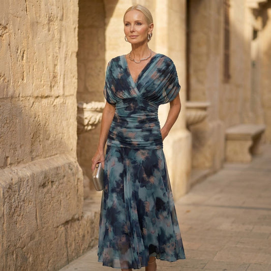Iseult | Elegant Blue Watercolour Dress