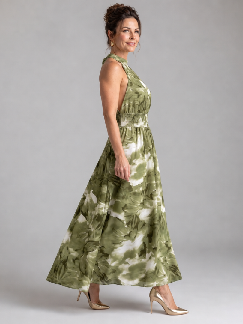 Luíseach | Gathered Waist Abstract Print Midi Dress