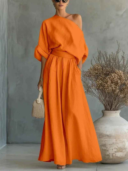 Dianaimh | Soft Off-Shoulder Top and Tapered Pants