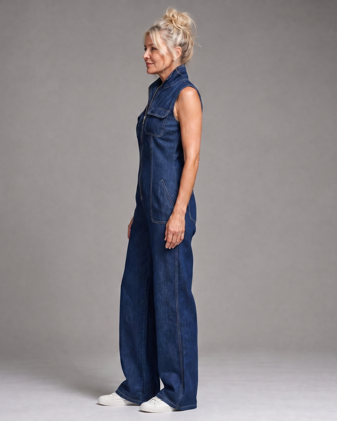 Indeg | Zip-Front Denim Wide-Leg Jumpsuit