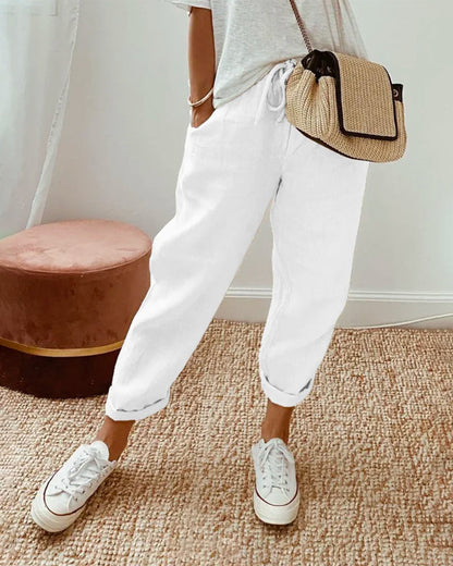 Clodagh™ - Flowing Cotton-Linen Blend Trousers
