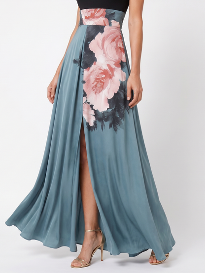 Ceallach | Halter Bodice Floral Skirt Maxi Dress