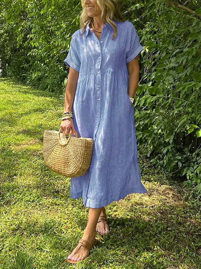 Bríghdín | Striped Shirt Maxi Dress