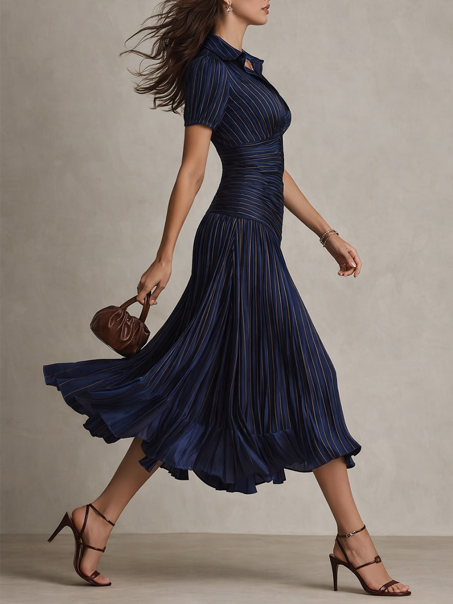 Tara | Retro Striped Midi Dress