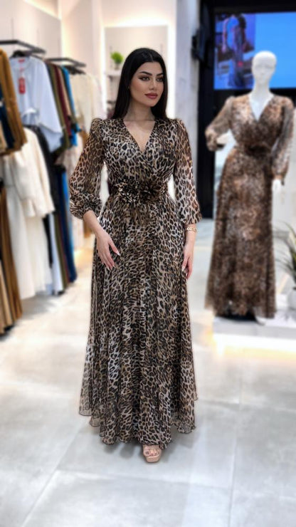 Carmen | Leopard Print V-Neck Dress