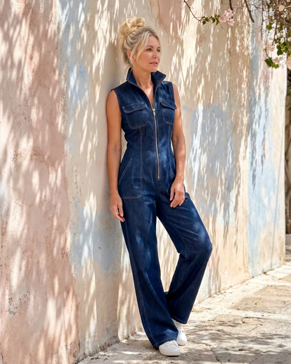 Indeg | Zip-Front Denim Wide-Leg Jumpsuit