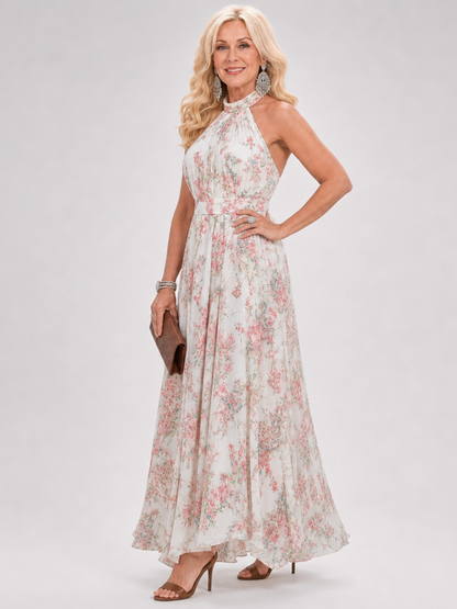 Nóra | Floral Print Flowing Skirt Midi Dress