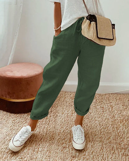Clodagh™ - Flowing Cotton-Linen Blend Trousers