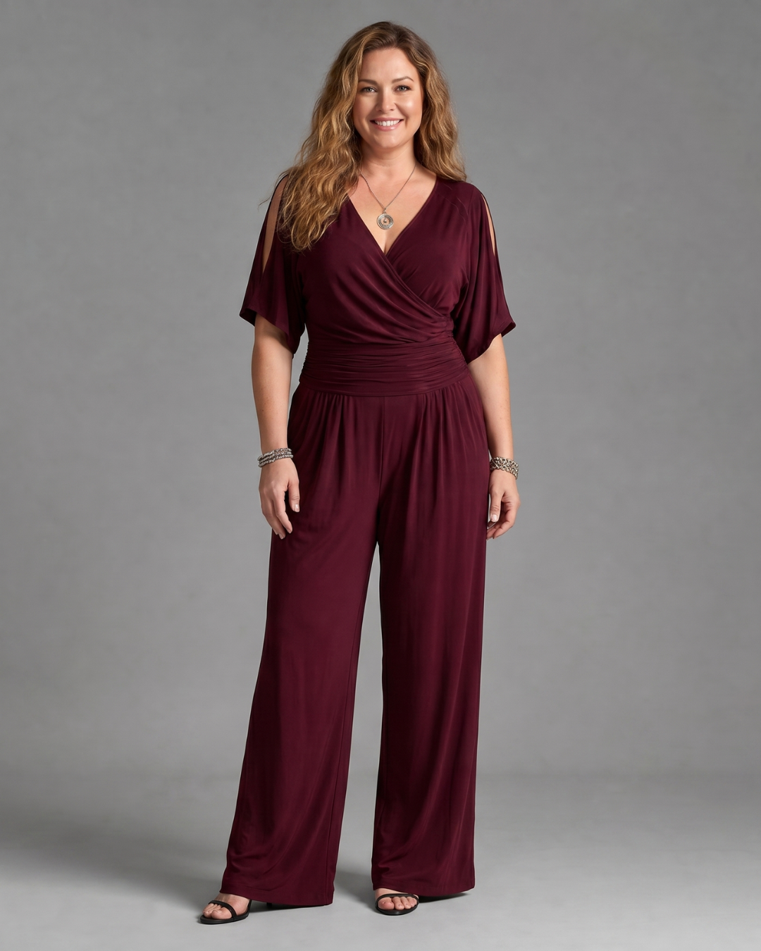 Sébdann | Cold-Shoulder Wrap-Waist Jumpsuit