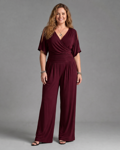 Sébdann | Cold-Shoulder Wrap-Waist Jumpsuit