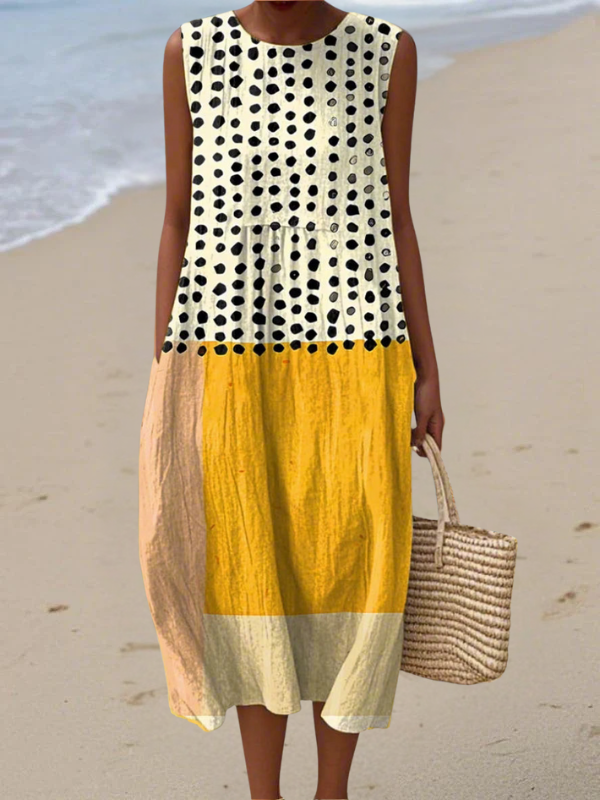 Rathnait | Polka Colourblock Midi Dress