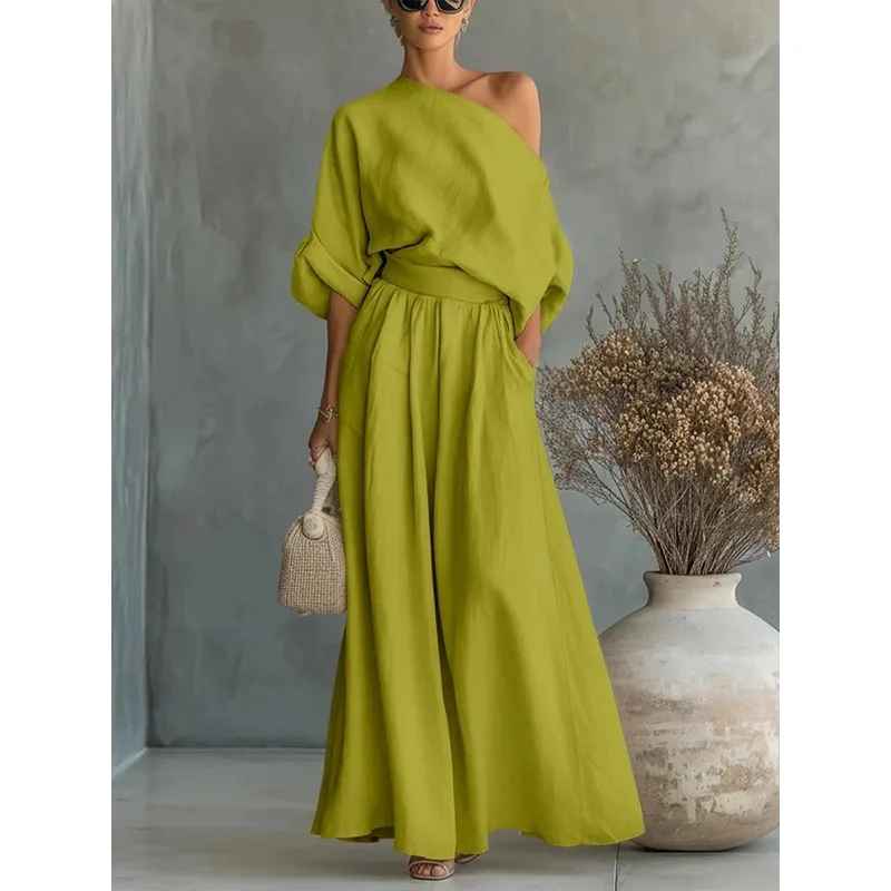 Dianaimh | Soft Off-Shoulder Top and Tapered Pants