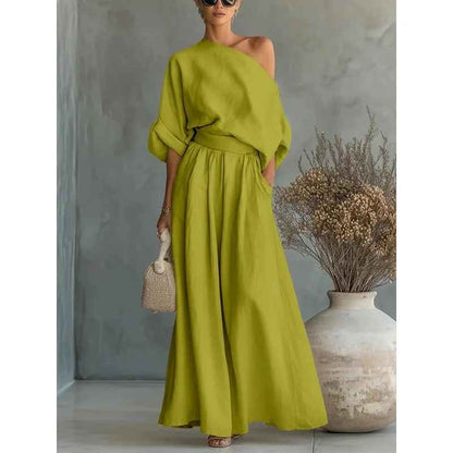Dianaimh | Soft Off-Shoulder Top and Tapered Pants