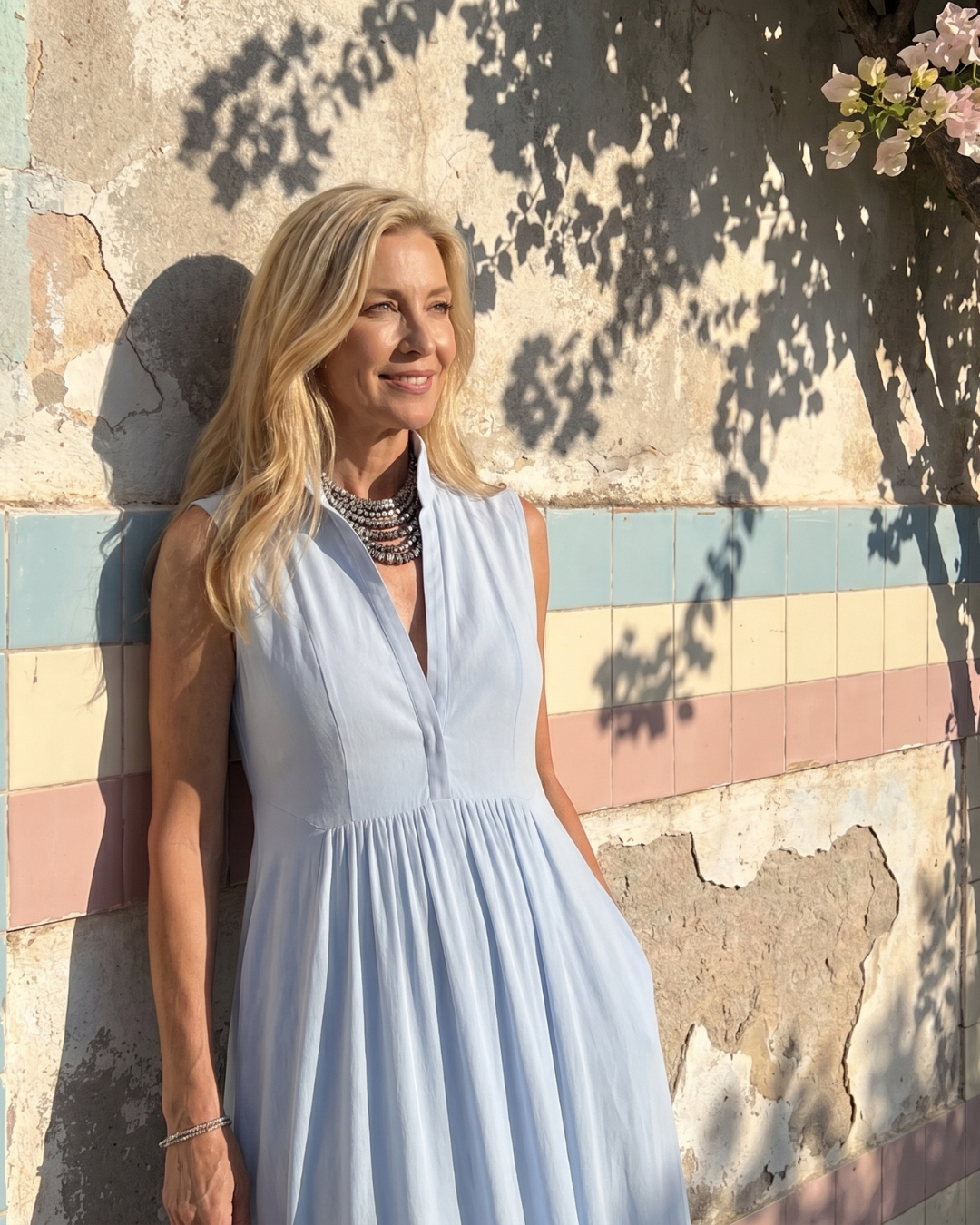 Slána | Collared Sleeveless Maxi Dress