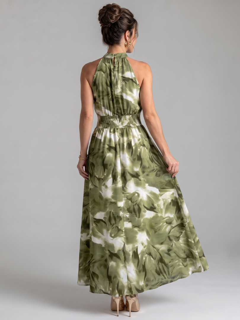 Luíseach | Gathered Waist Abstract Print Midi Dress