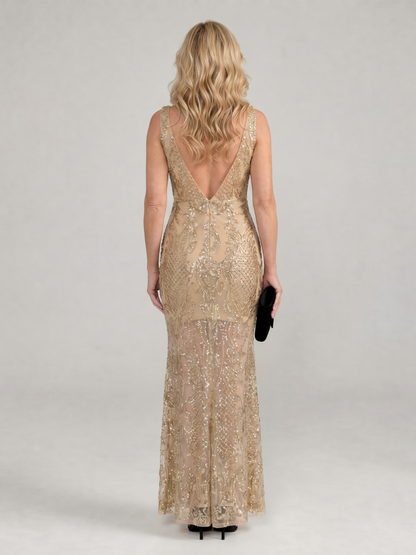 Gearóidín | Sequin Sleeveless Sheer Panel Midi Dress