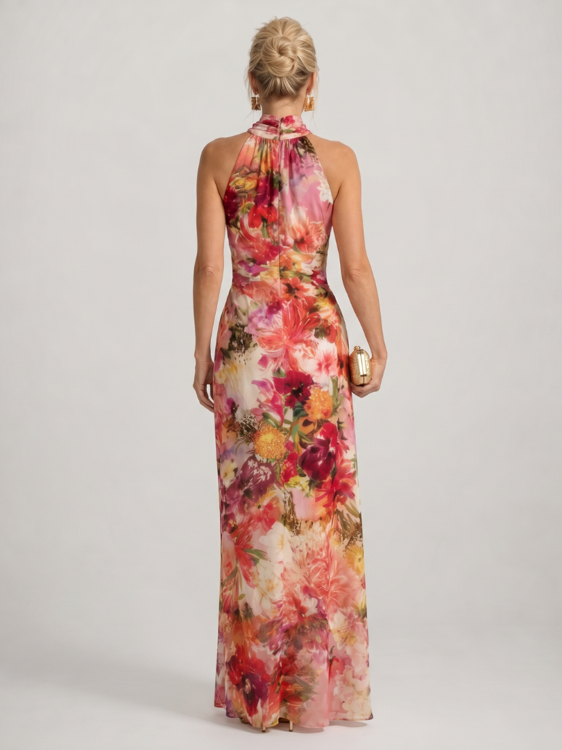 Tuilelaith | Halter Neck Floral Print Maxi Dress