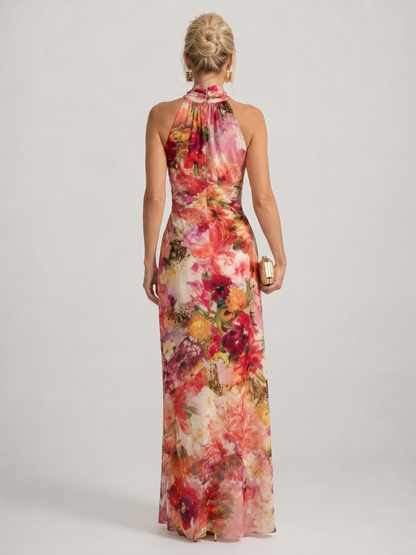 Tuilelaith | Halter Neck Floral Print Maxi Dress
