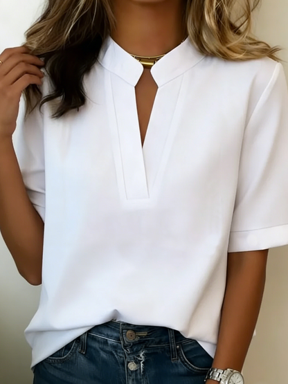 Margaux | Chic blouse with a V-neck and gold detailing