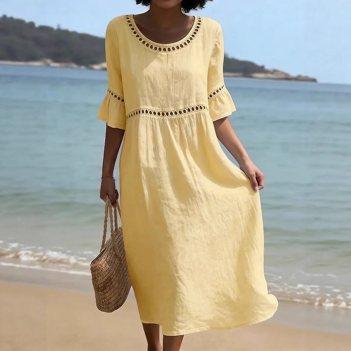 Amara™ | Elegant tummy-concealing midi dress