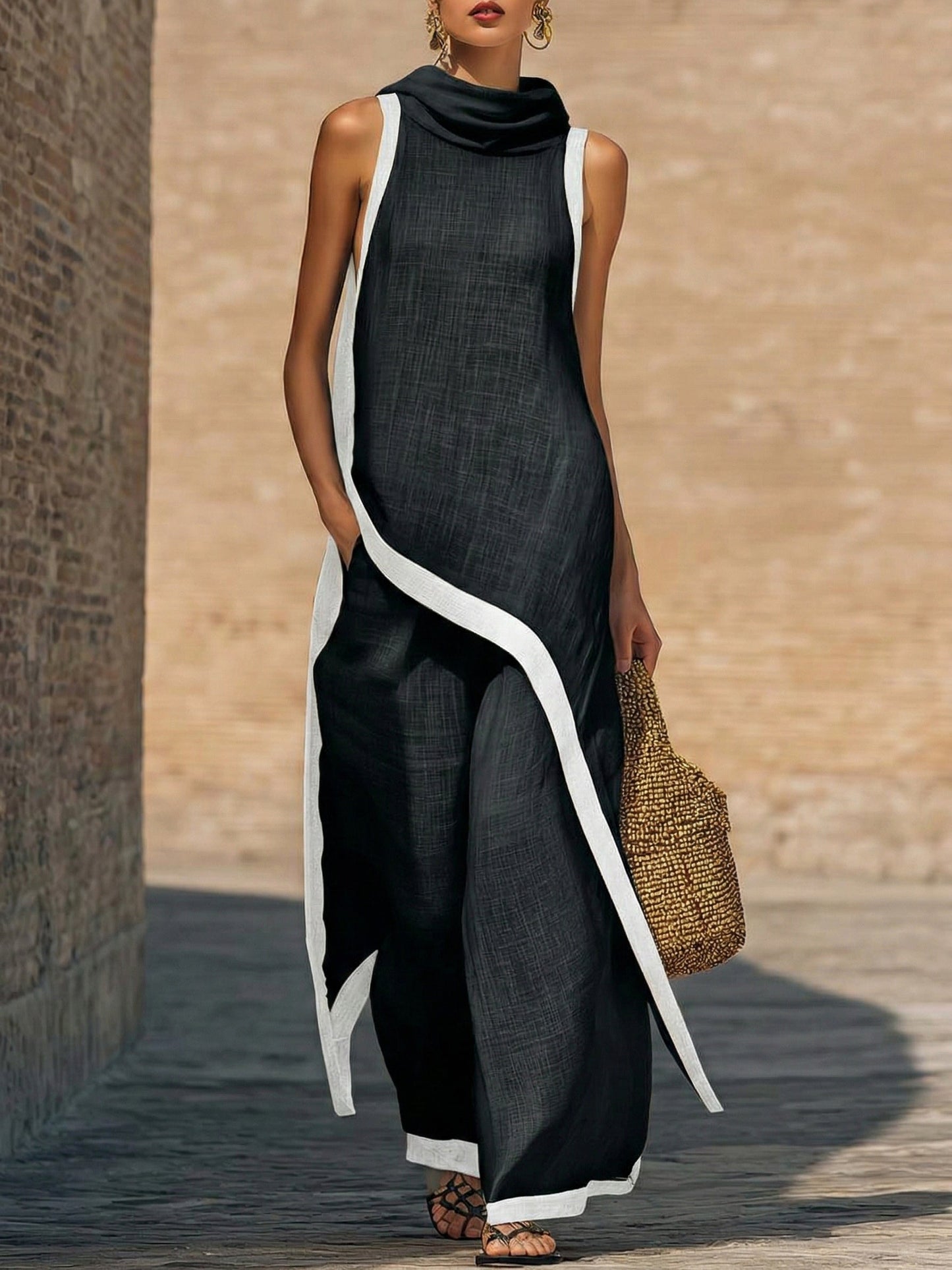 Achtan | Asymmetrical Tunic and Wide-Leg Pants Set