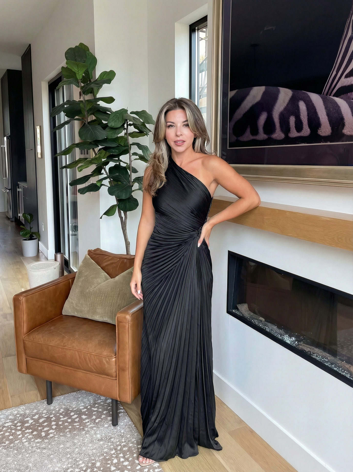Aithne | One-Shoulder Pleated Dress