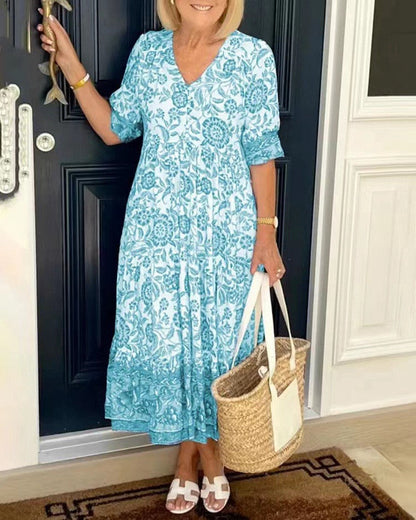 Bláithín | V-Neck Floral Dress