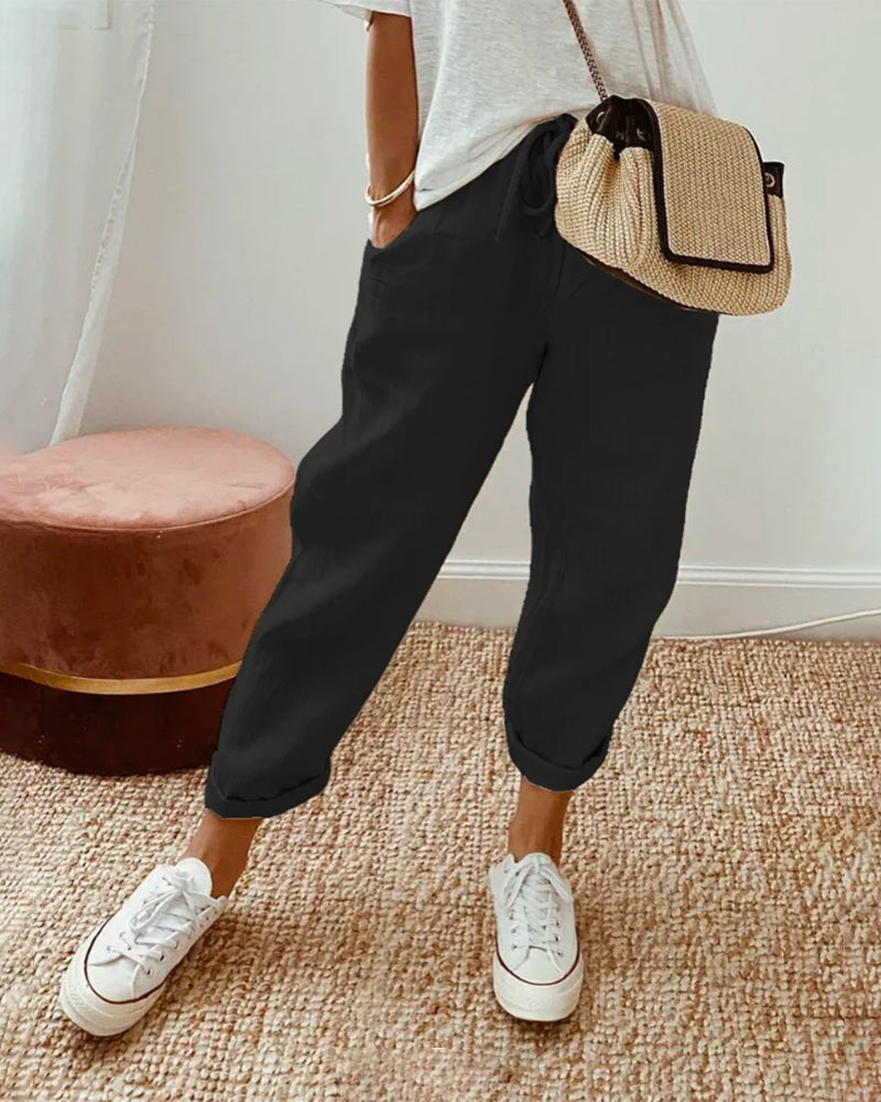 Clodagh™ - Flowing Cotton-Linen Blend Trousers