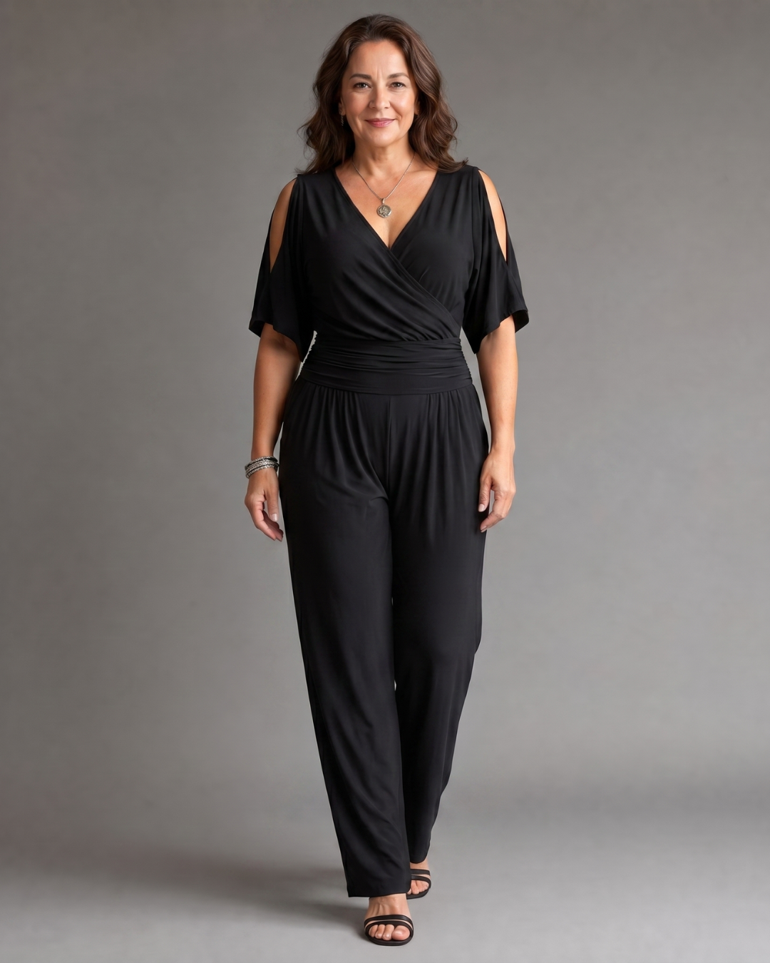 Sébdann | Cold-Shoulder Wrap-Waist Jumpsuit