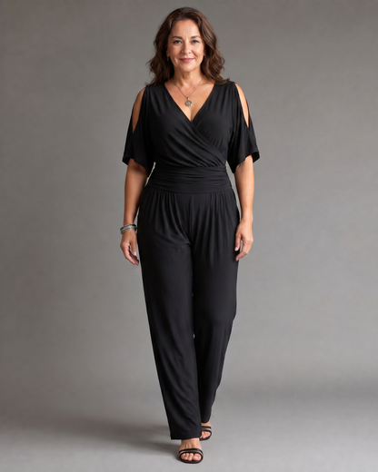 Sébdann | Cold-Shoulder Wrap-Waist Jumpsuit