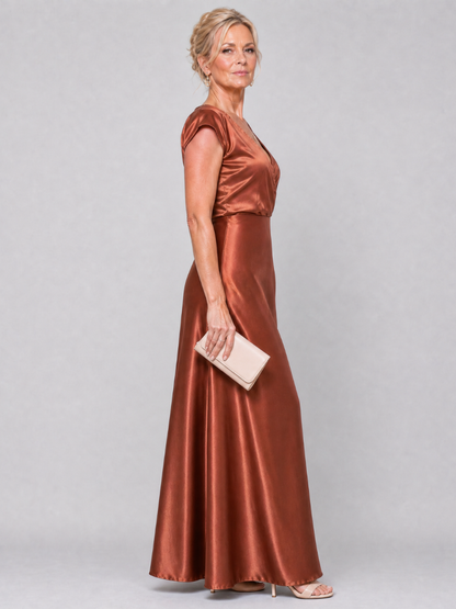Earnait | Cap Sleeve Wrap Bodice Maxi Dress