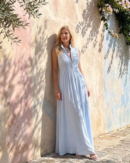 Slána | Collared Sleeveless Maxi Dress