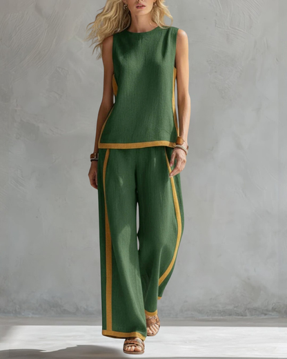 Créd | Two-Piece Linen Set in Navy Blue