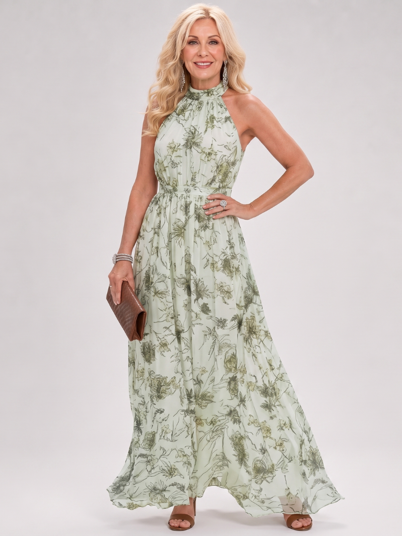 Nóra | Floral Print Flowing Skirt Midi Dress