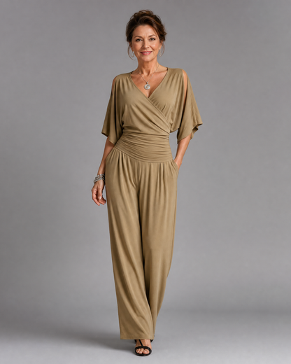 Sébdann | Cold-Shoulder Wrap-Waist Jumpsuit