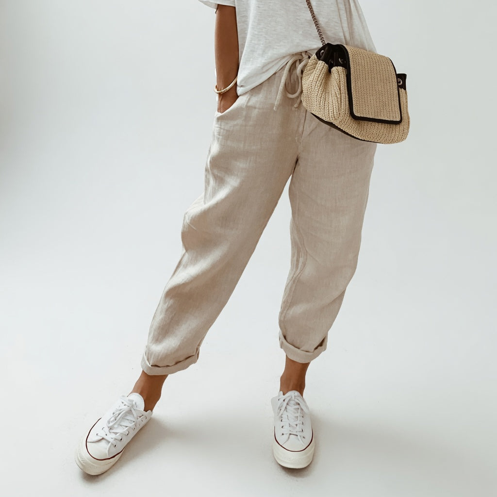 Clodagh™ - Flowing Cotton-Linen Blend Trousers