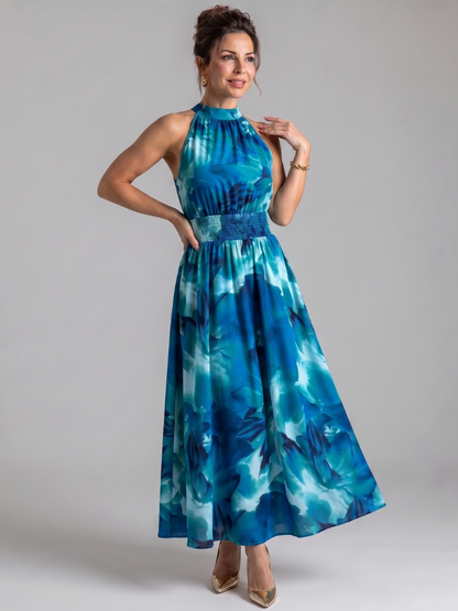 Luíseach | Gathered Waist Abstract Print Midi Dress