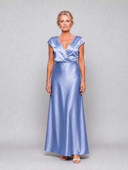 Earnait | Cap Sleeve Wrap Bodice Maxi Dress