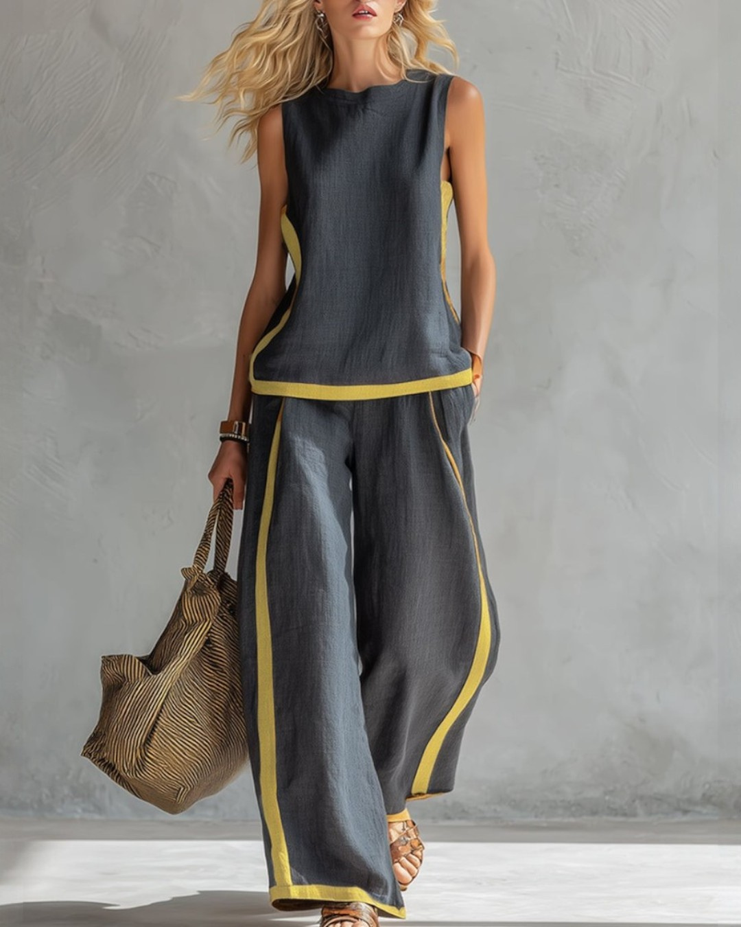Suanach | Two-Piece Set in White Linen