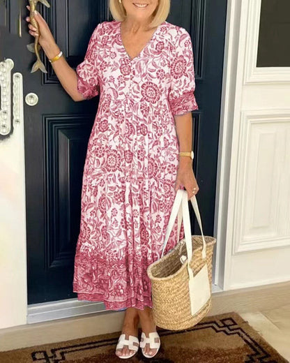 Tuathla | V-Neck Floral Dress