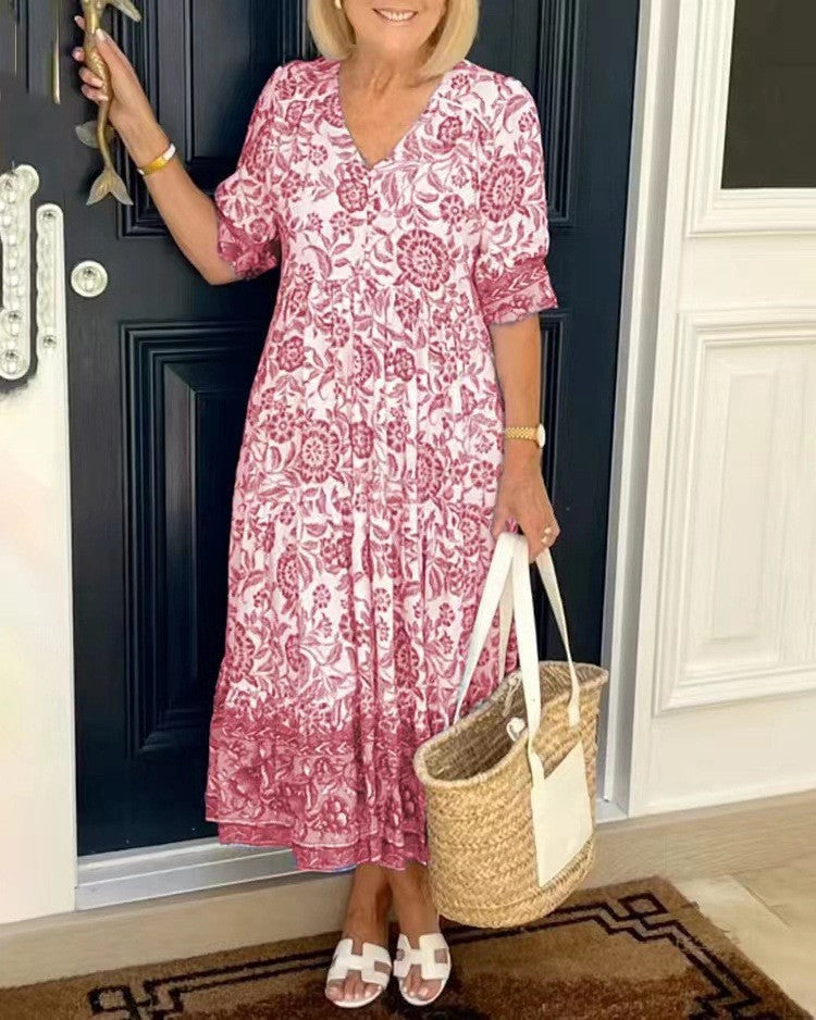 Bláithín | V-Neck Floral Dress