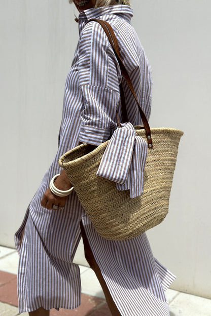 Deirdre™ | Classic Striped Shirt Maxi
