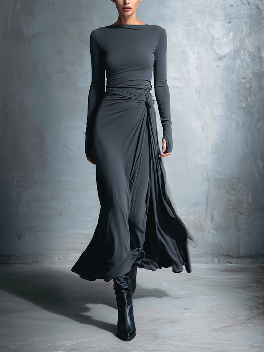 Tuathflaith | Long Dress with Side Knot